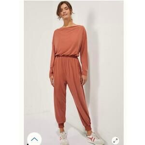 Anthro Saturday Sunday Dylan Jumpsuit Cowlneck Terracotta Rust Orange Medium